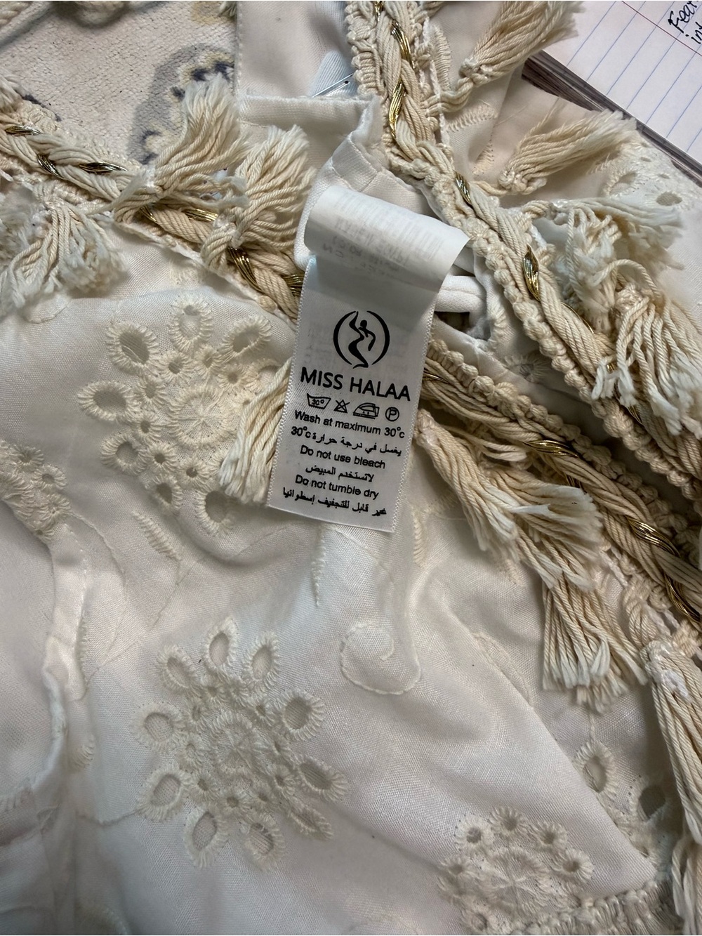 Women’s Cream Eyelet Bohemian Maxi Dress with Crochet  Size: Medium Preloved - Picture 13 of 13